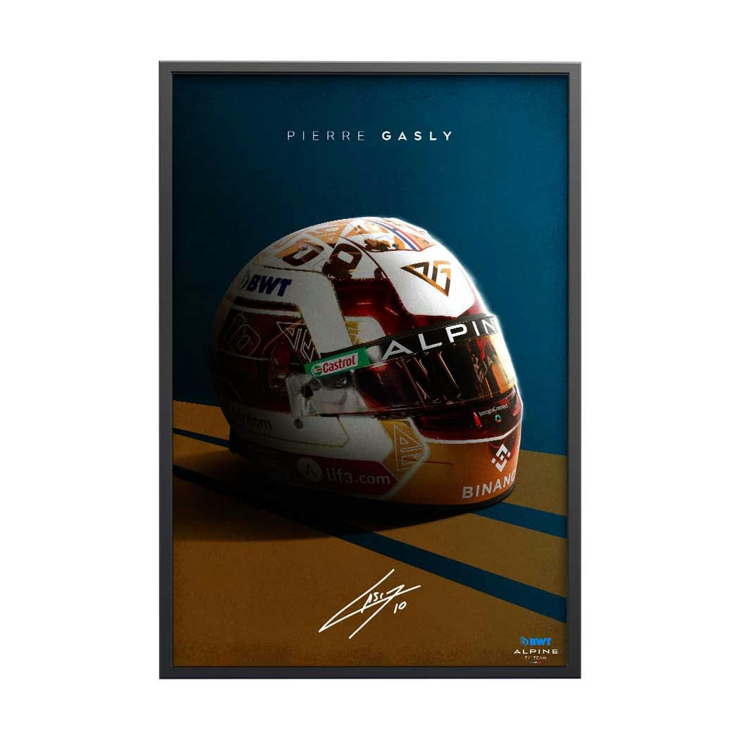 F1 - Affiche BWT Alpine F1 Team 2023 - Casque Pierre Gasly 30x40 cm