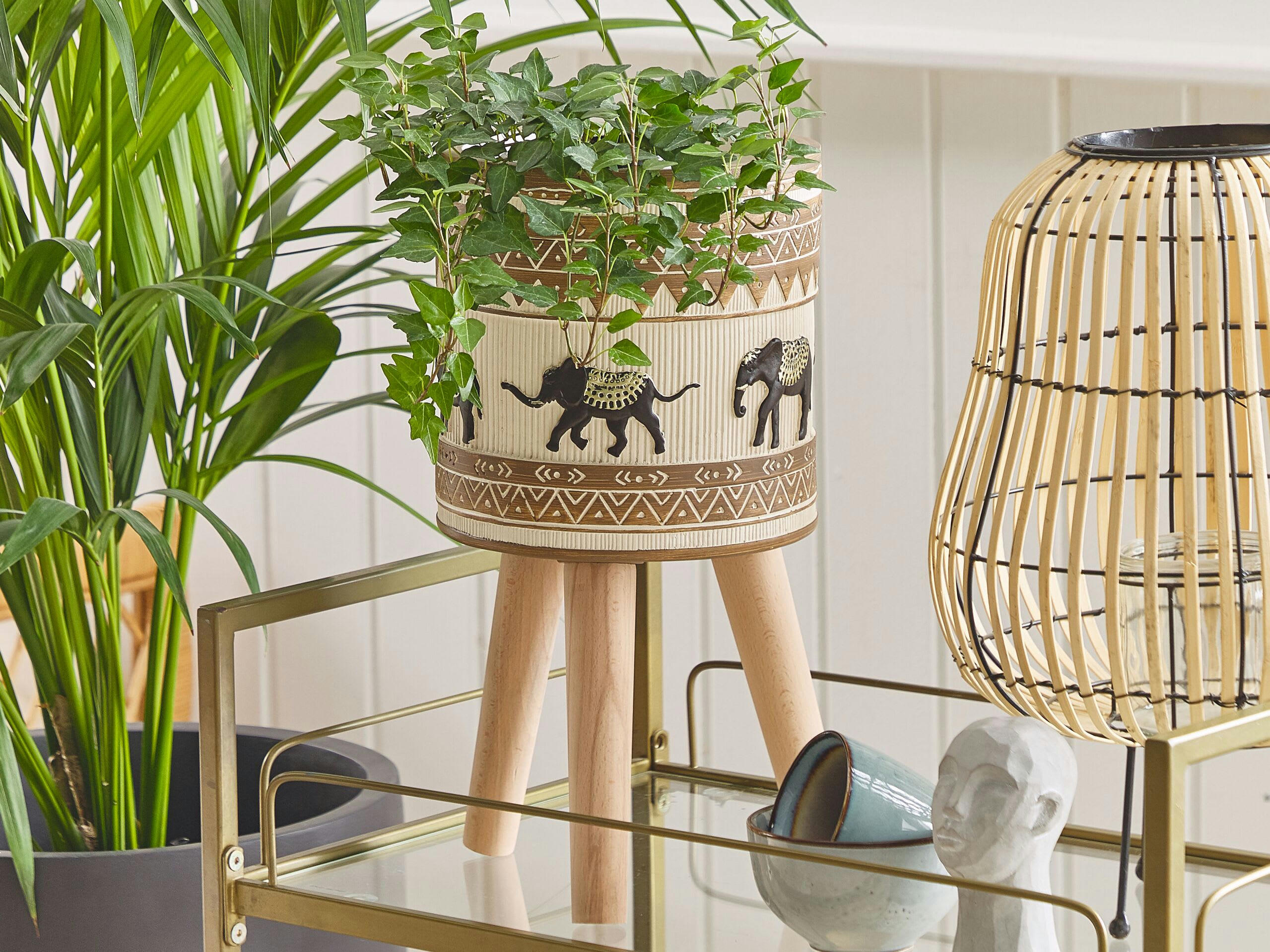 KOTTES - Cache-pot d'extérieur en matériaux synthétiques marron H43