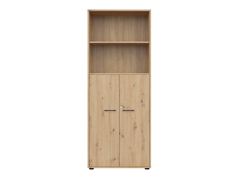 Regał zamykany na klucz Space Office 80 cm z 2 drzwiami i 2 półkami dąb artisan