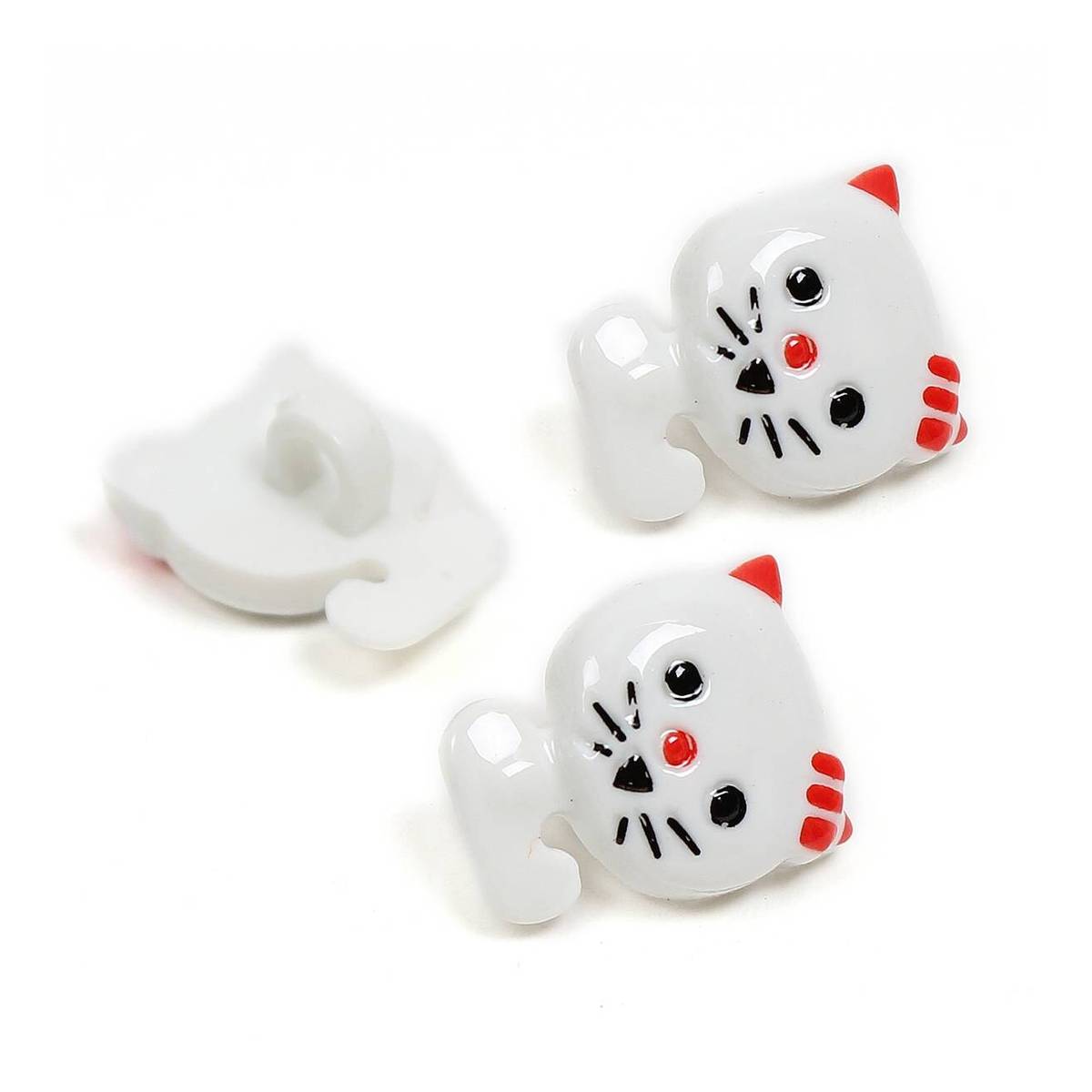 Hemline White Novelty Cat Button 3 Pack