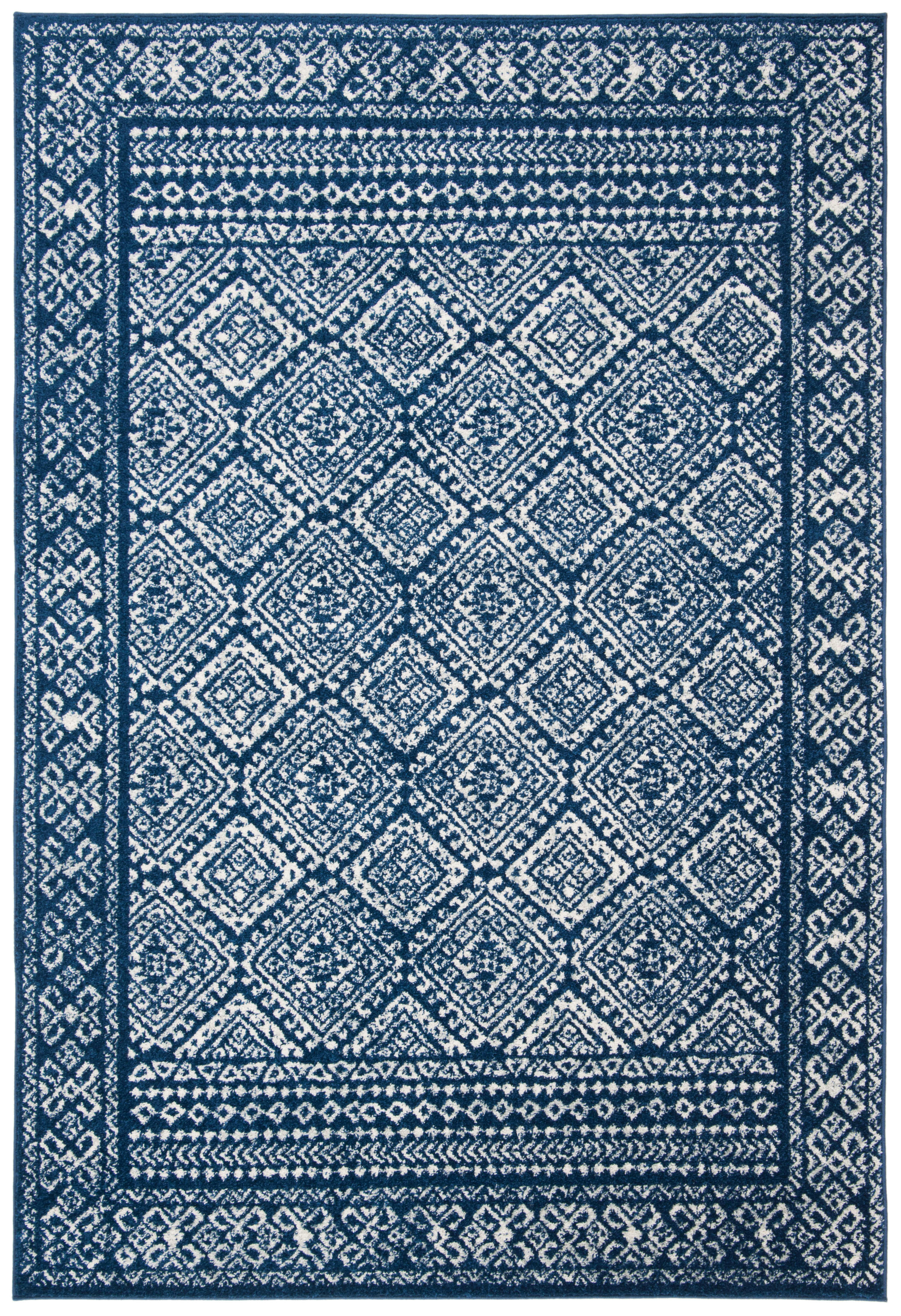 TULUM - Tapis de salon interieur en bleu marine & ivoire, 160 x 229 cm