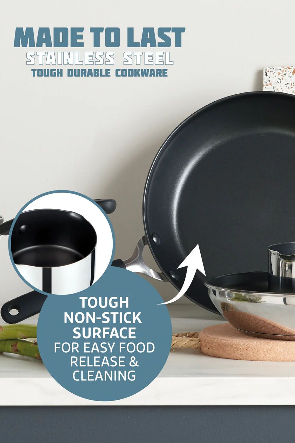 Meyer Prestige Made To Last Non Stick Wok 28cm with Helper Handle - Silver