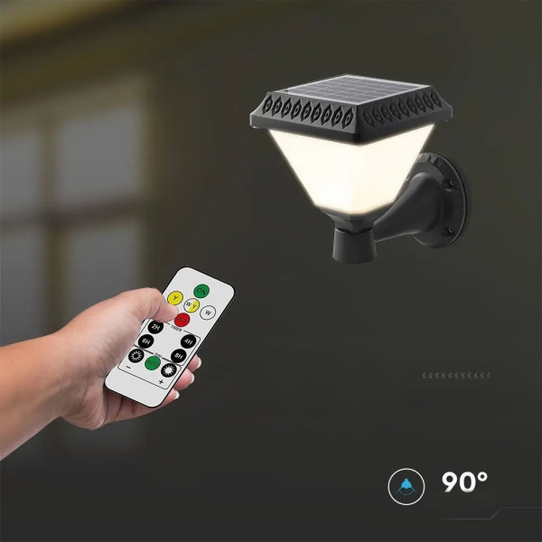 Kinkiet solarny VT-972czarny LED 1x0.8W 75lm IP44 V-TAC