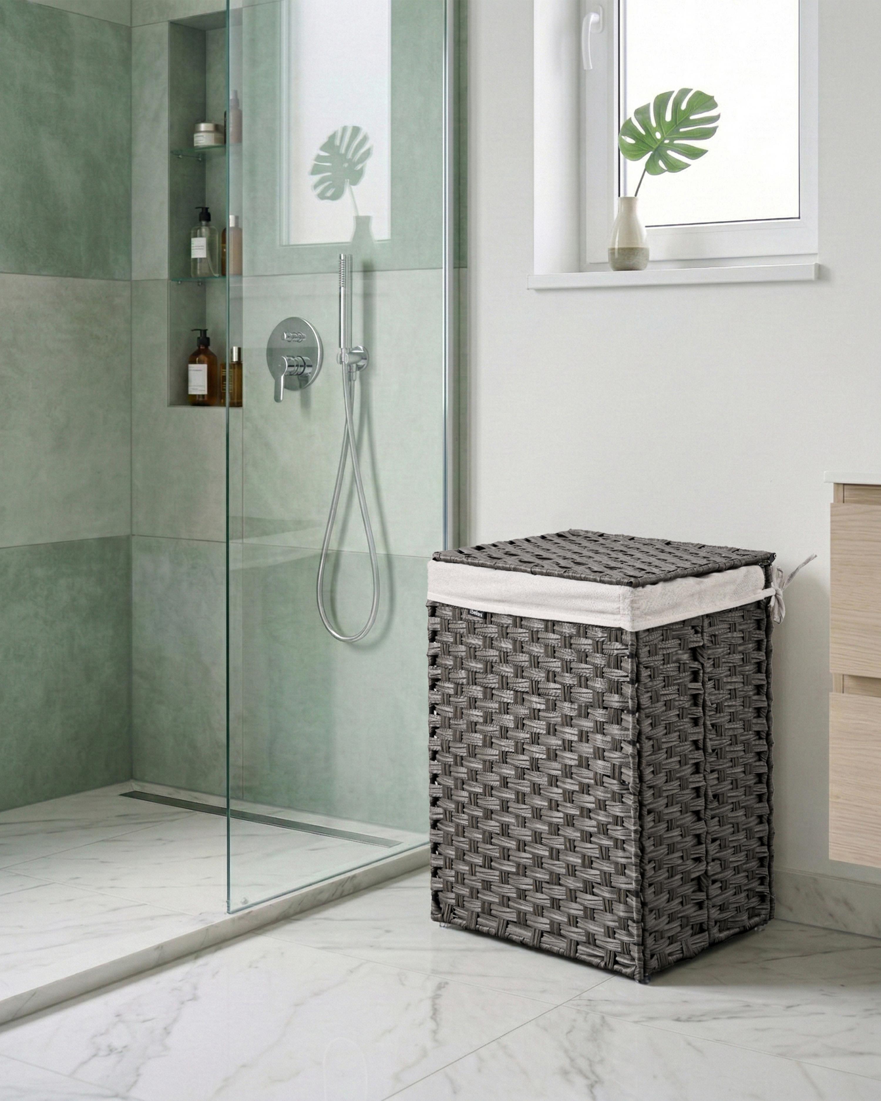 Laundry Basket with Lid MUCUBAJI Fabric Grey 83 L