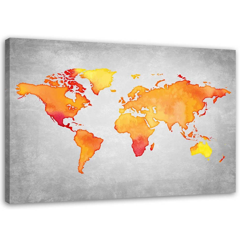 Feeby Obraz na płótnie Pomarańczowa mapa świata 60x40
