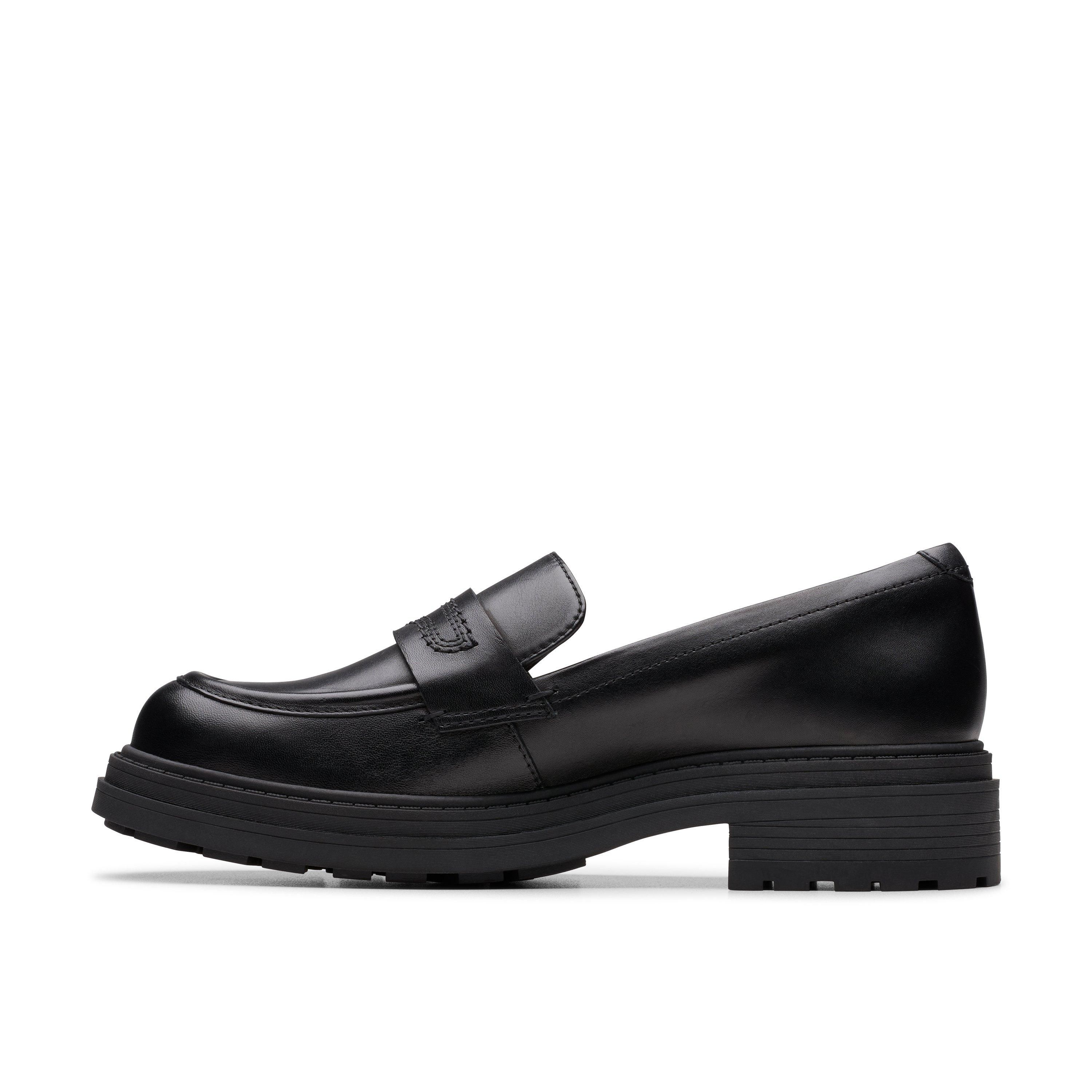 Clarks Orinoco3 Edge Black Leather Slip Ons,Loafers