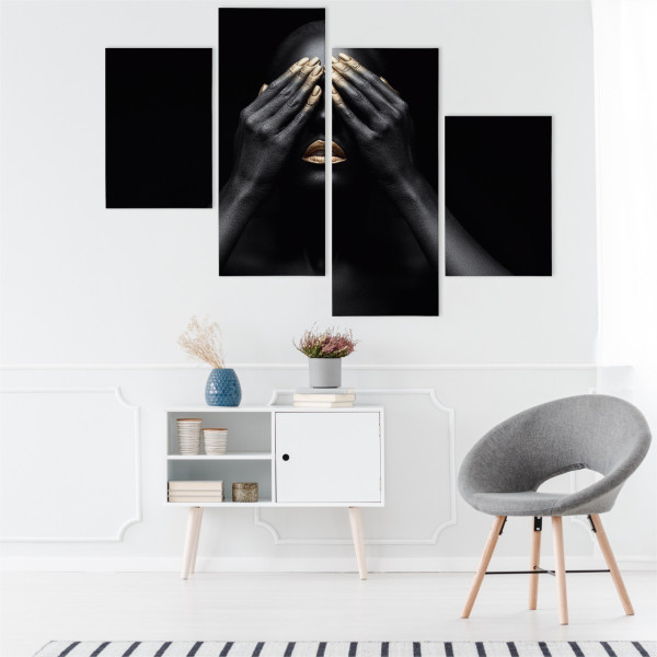 Obraz 4 Częściowy Złoty MAKE UP Abstrakcja 80x50cm