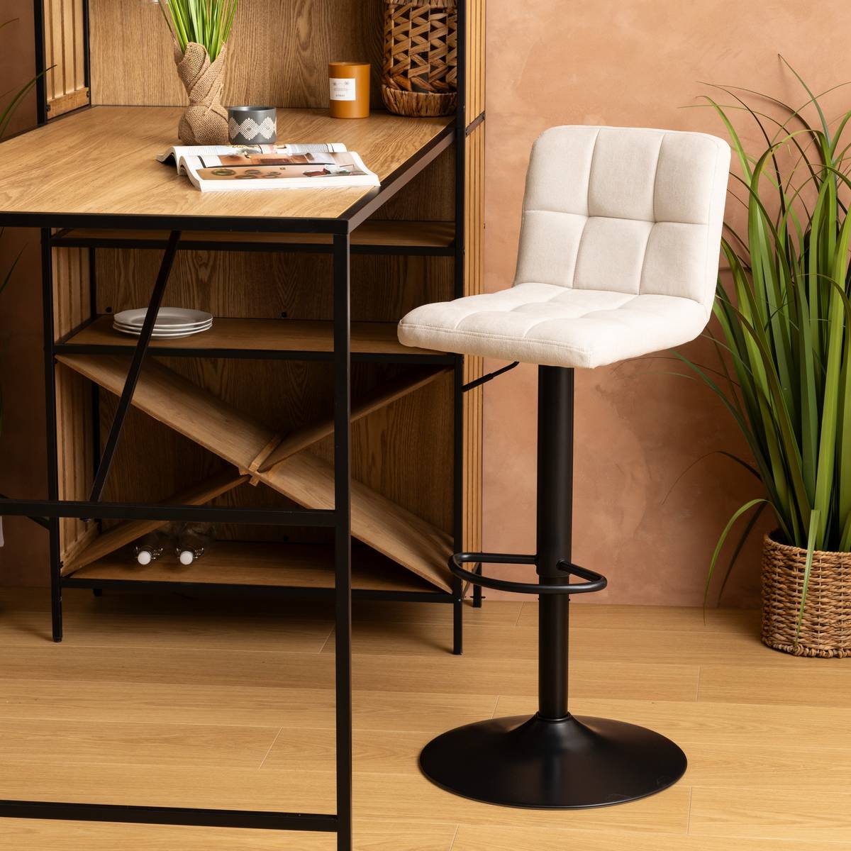 2 bar high-chairs "Delek" Beige, 104x52x45 cm