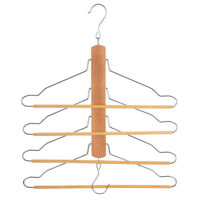 Cabide em madeira para 4 camisas e calças