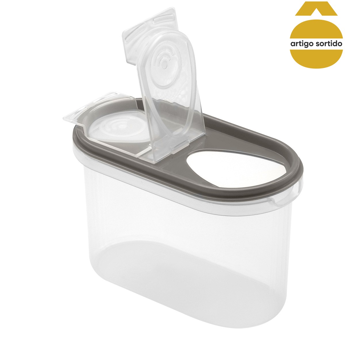 Caixa plástica oval com 2 aberturas 1l