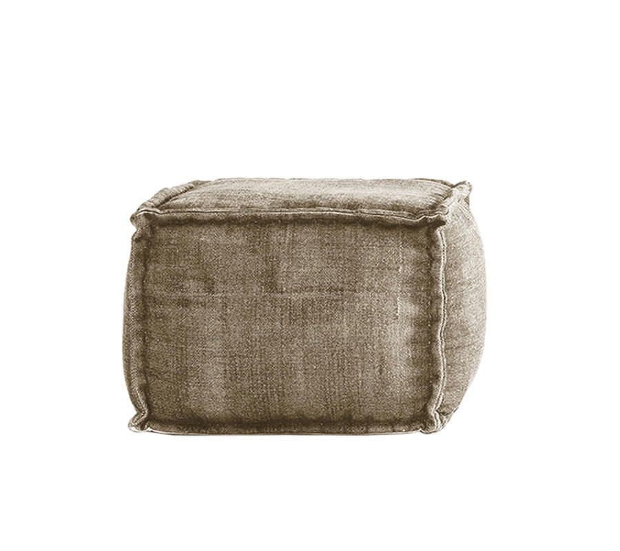 STONE WASHED - Pouf carré en coton revêtu effet lavé sable.
