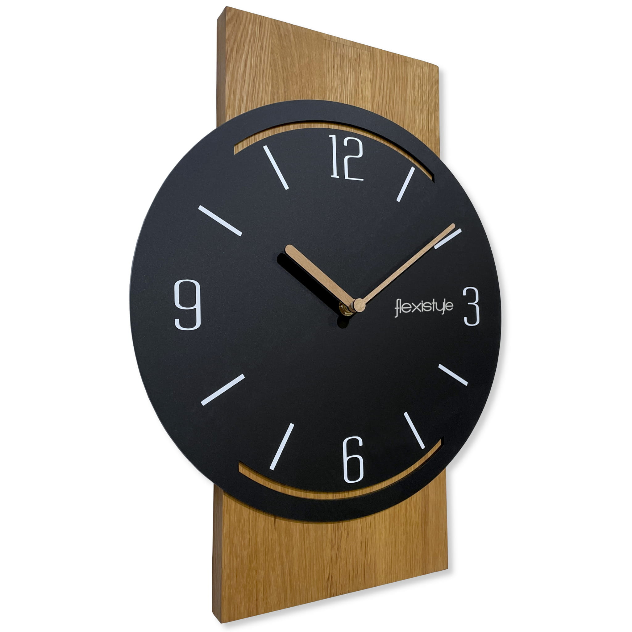 Drewniany zegar ścienny Geometric 40cm czarny