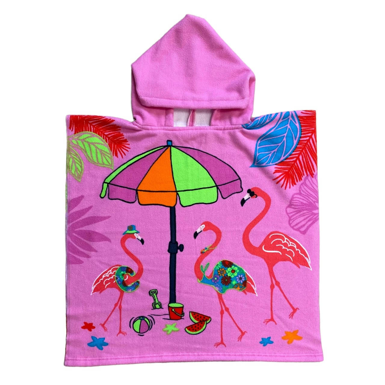 PONCHOS  PLAGE ENFANTS - Poncho microfibre enfant Girly 60x120 rose