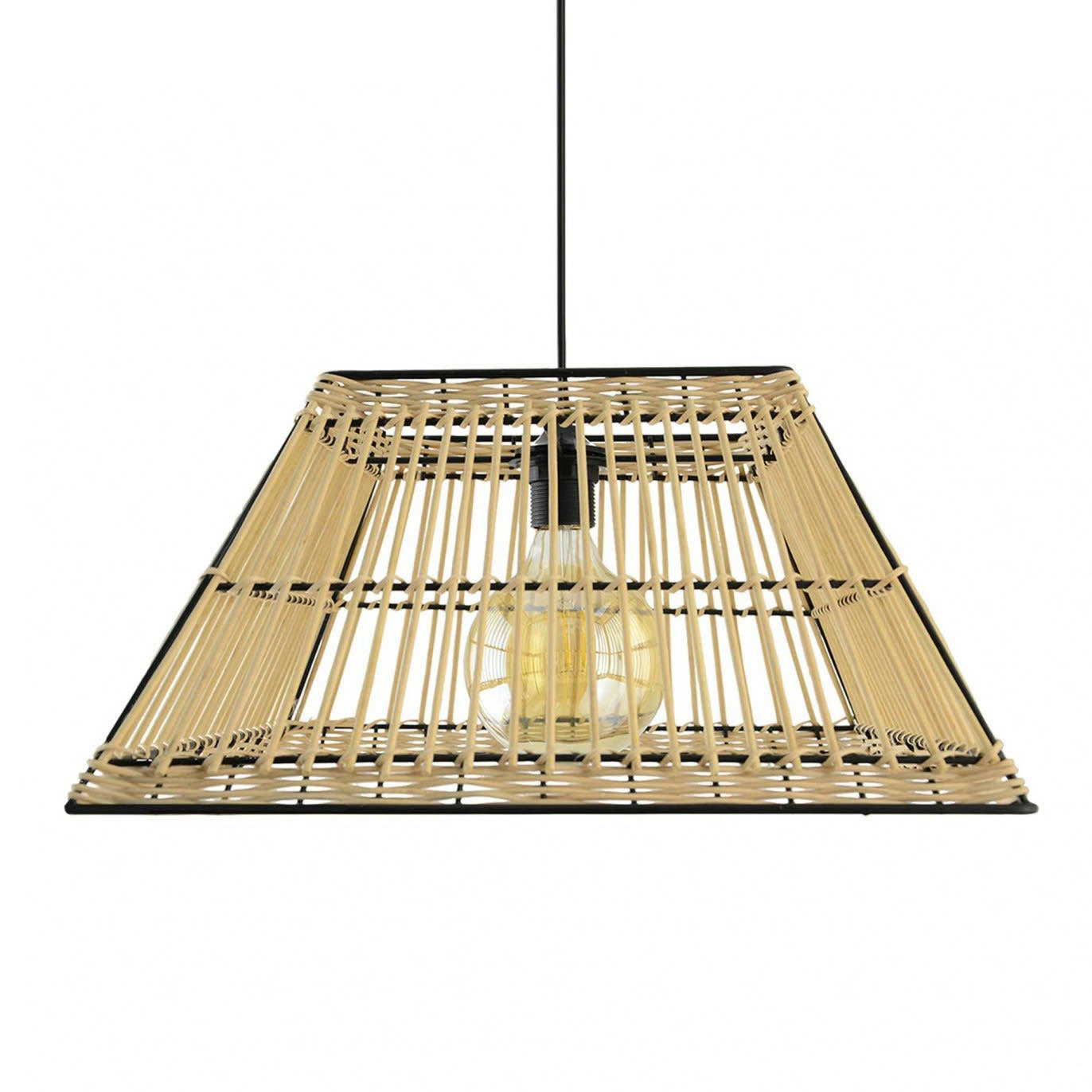 MEDAN-C - Suspension en rotin naturel et métal noir