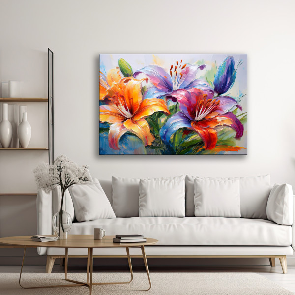 Feeby Obraz na płótnie, Kolorowe Lilie Kwiaty 60x40