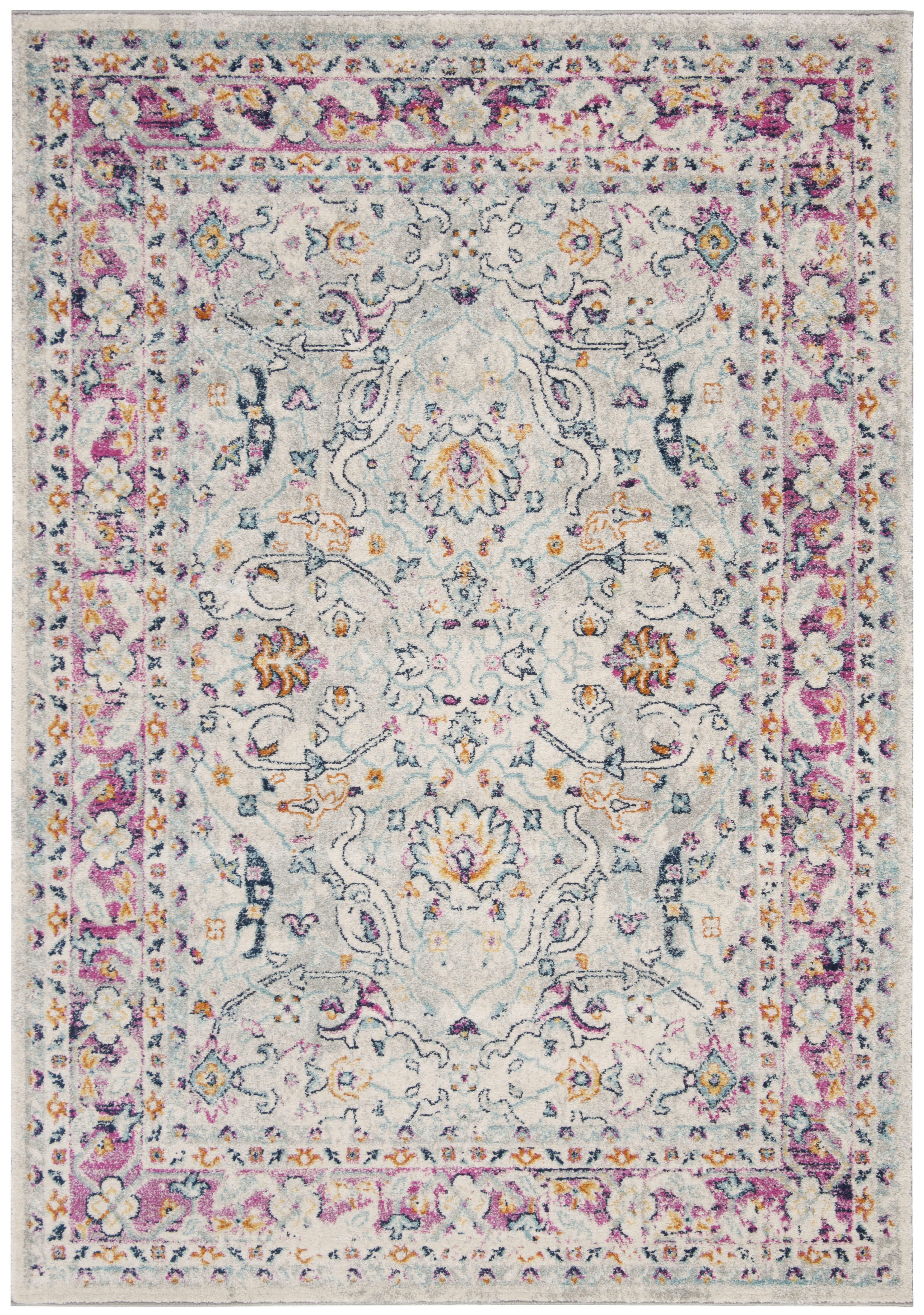 MADISON - Tapis de salon interieur en crème & fuchsia, 122 x 183 cm