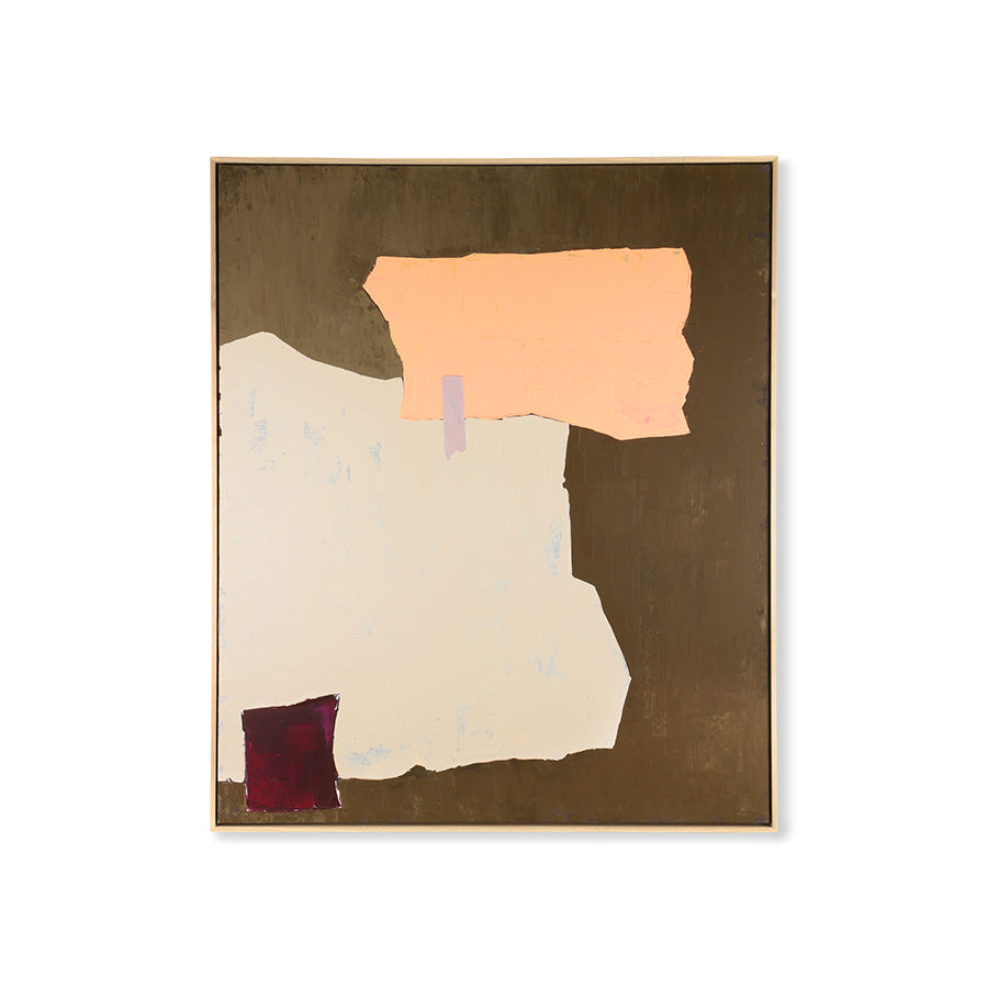 HKLIVING schilderij Abstract – mosterd/roze – 100x120cm