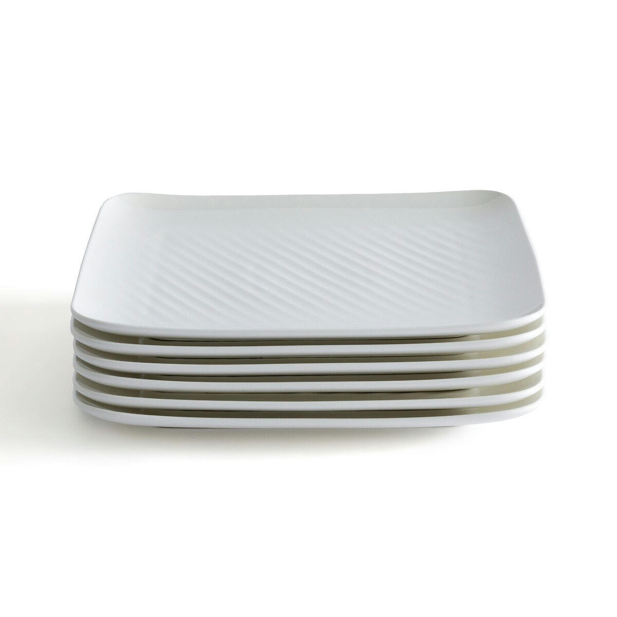 Lot de 6 assiettes plates en porcelaine, Veldi