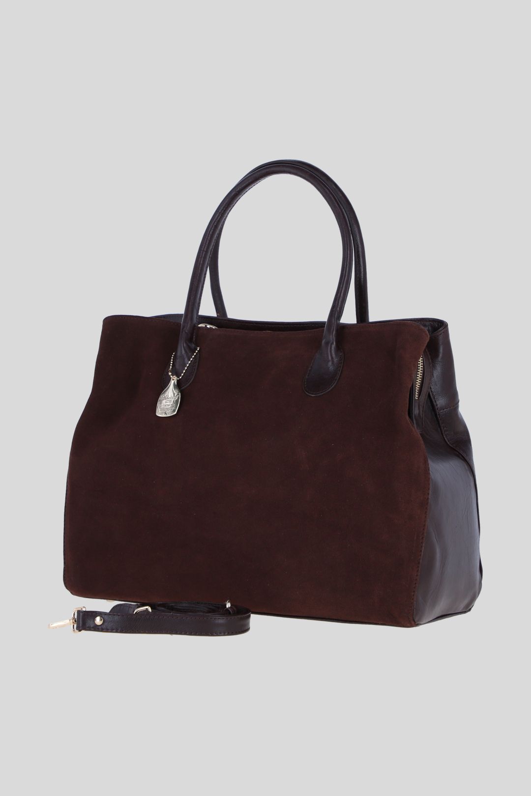 Ashwood Leather Real Leather and Suede Large Handbag with Detachable Strap