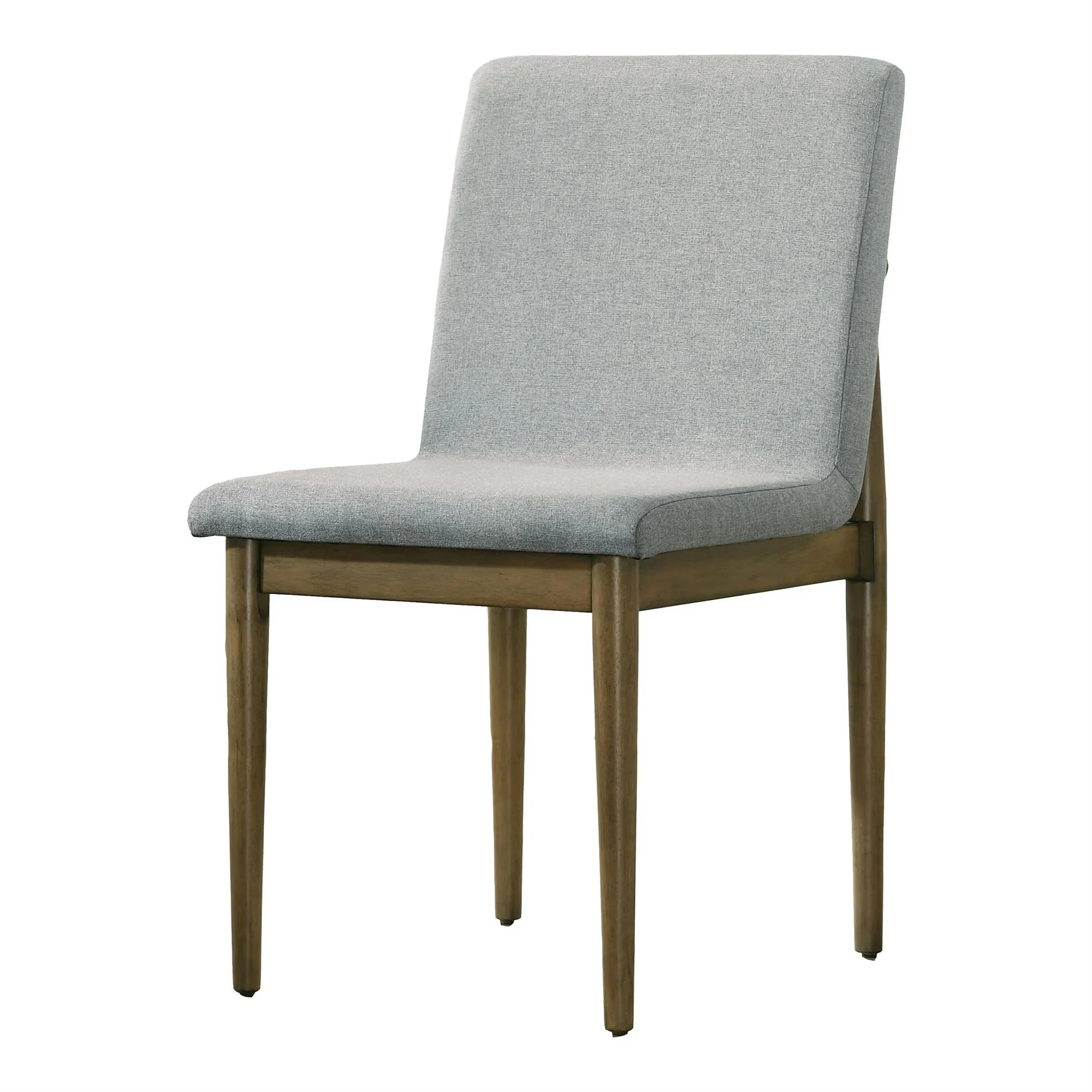 Heln 7pc Dining Table and Chair Set, Light Gray Fabric, Natural Brown