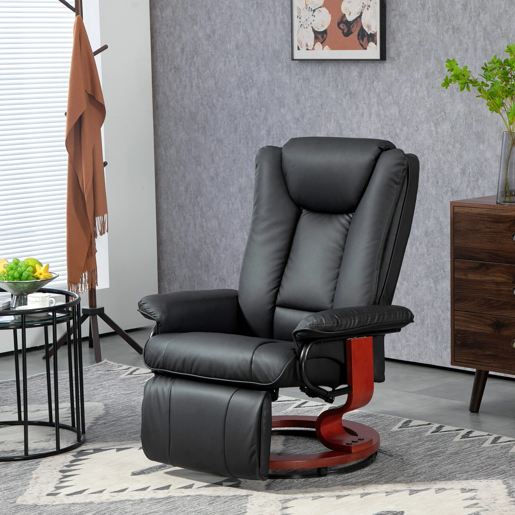 Manual recliner in PU leather swivels