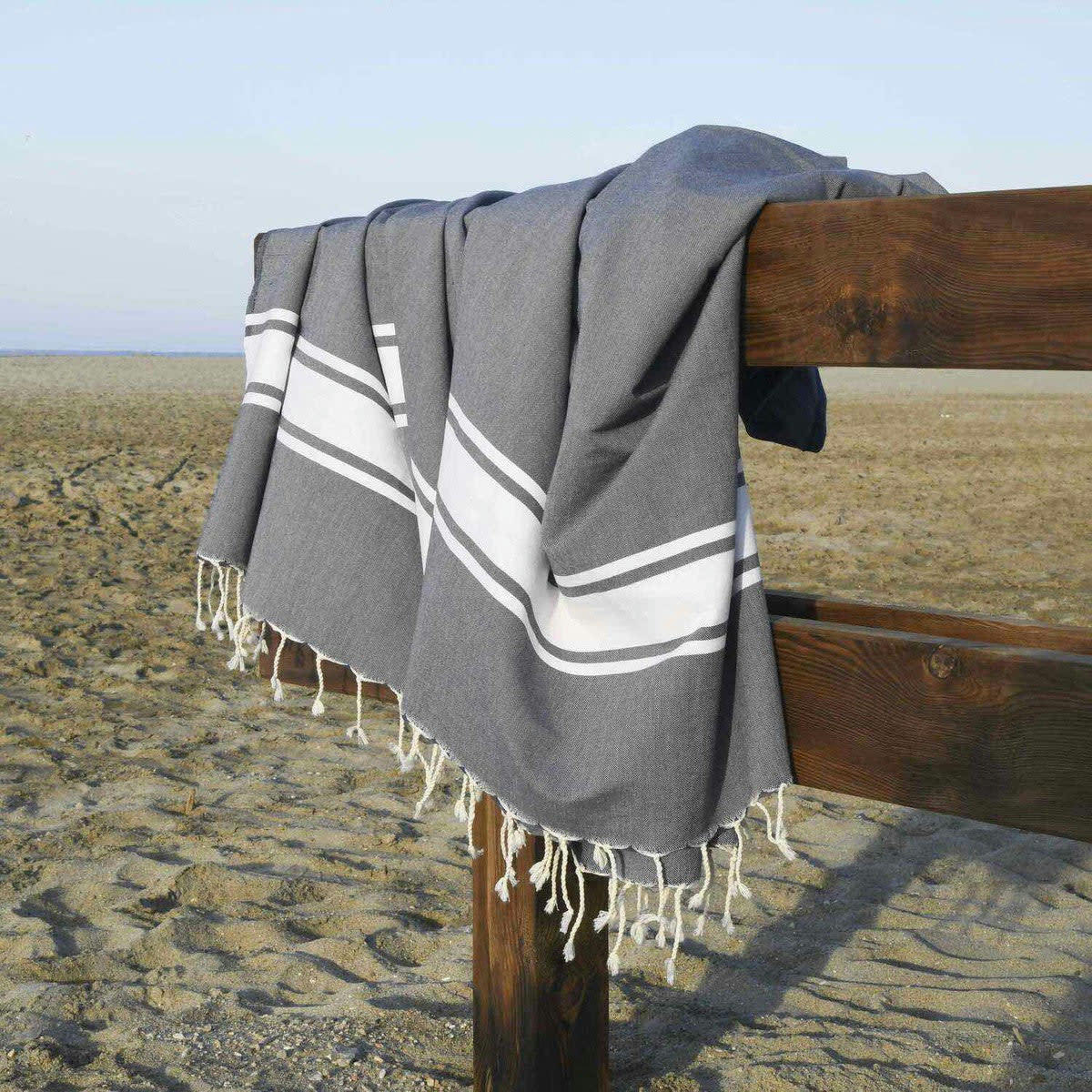ST TROPEZ - Fouta XXL coton  200x200 gris moyen