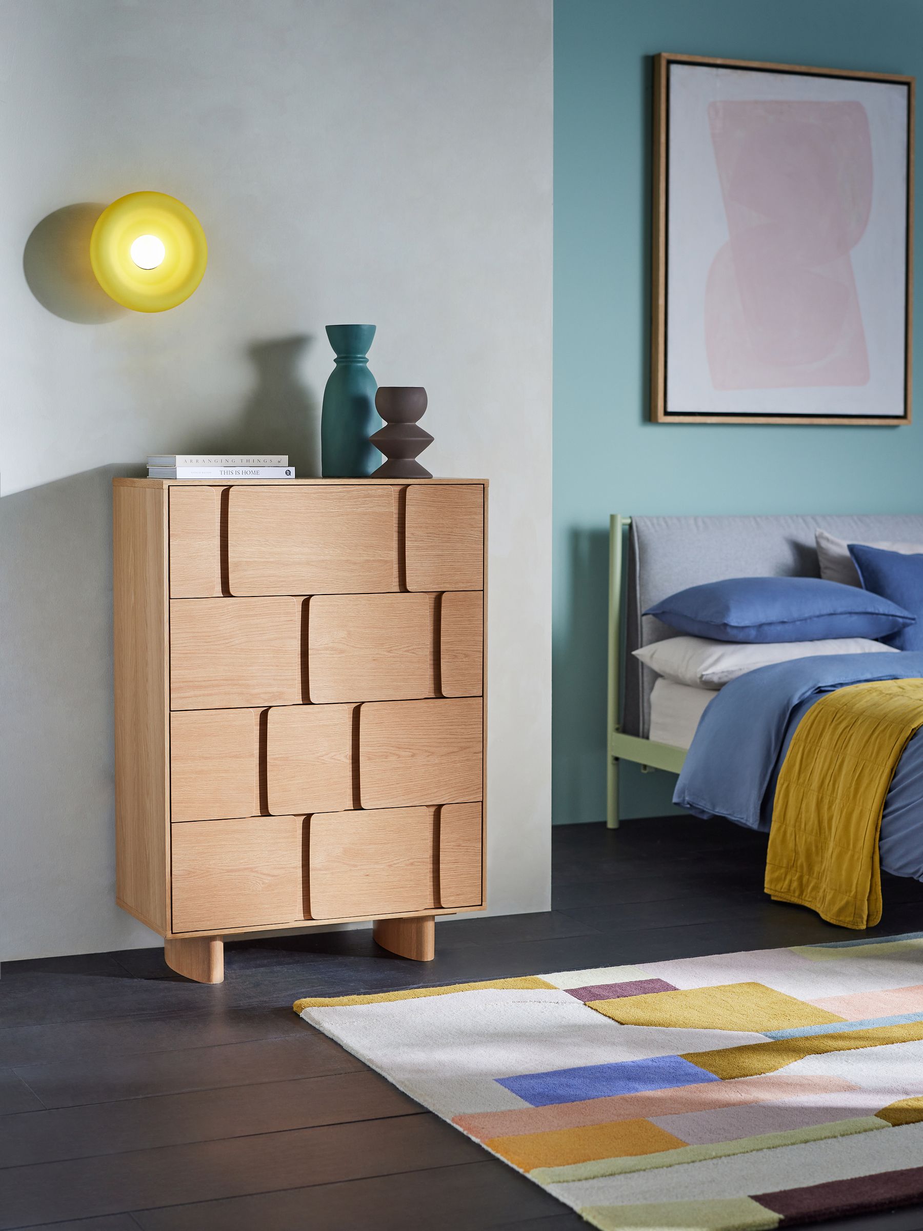 Cory Chest of 4 Drawer Drawers in Oak