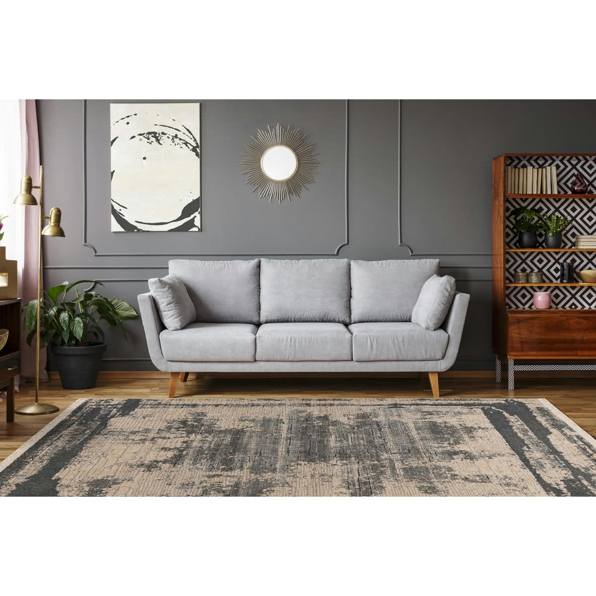 VIDIA - Tapis de salon en polypropylène beige 80x160 cm