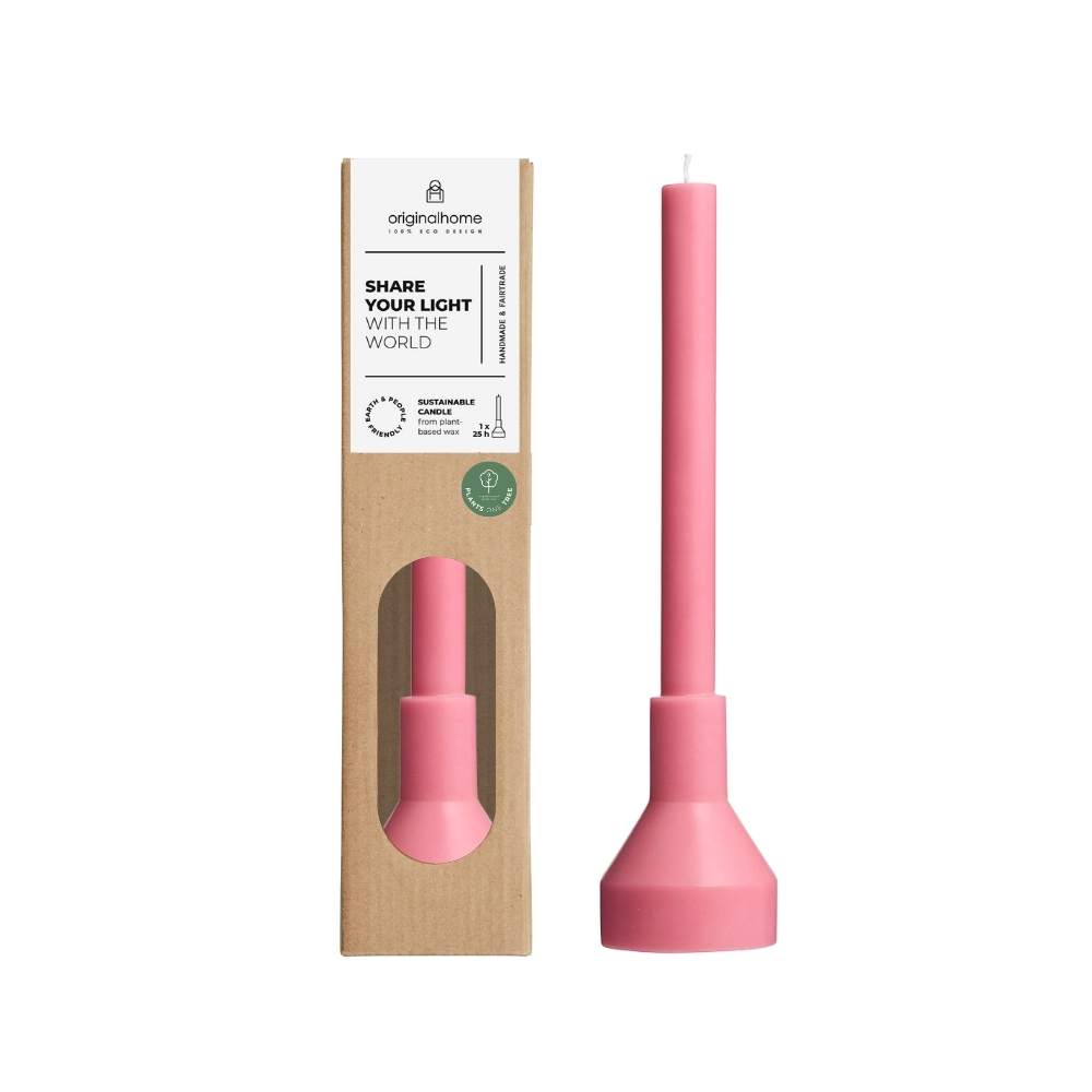 Originalhome sculpture kaars met houder - roze
