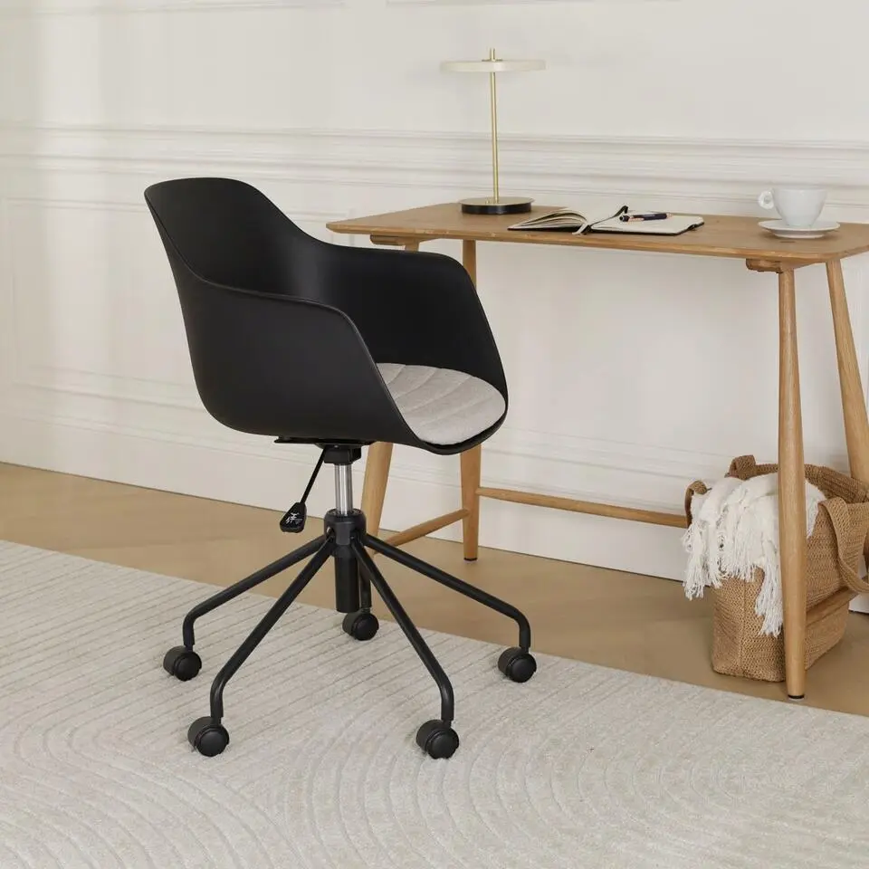 Nolon Nout-Liz Bureaustoel Zwart - Beige Kussen - Zwart Onderstel