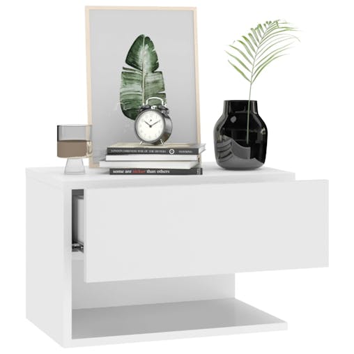 NNEVL Wall-mounted Bedside Cabinets 2 pcs High Gloss White