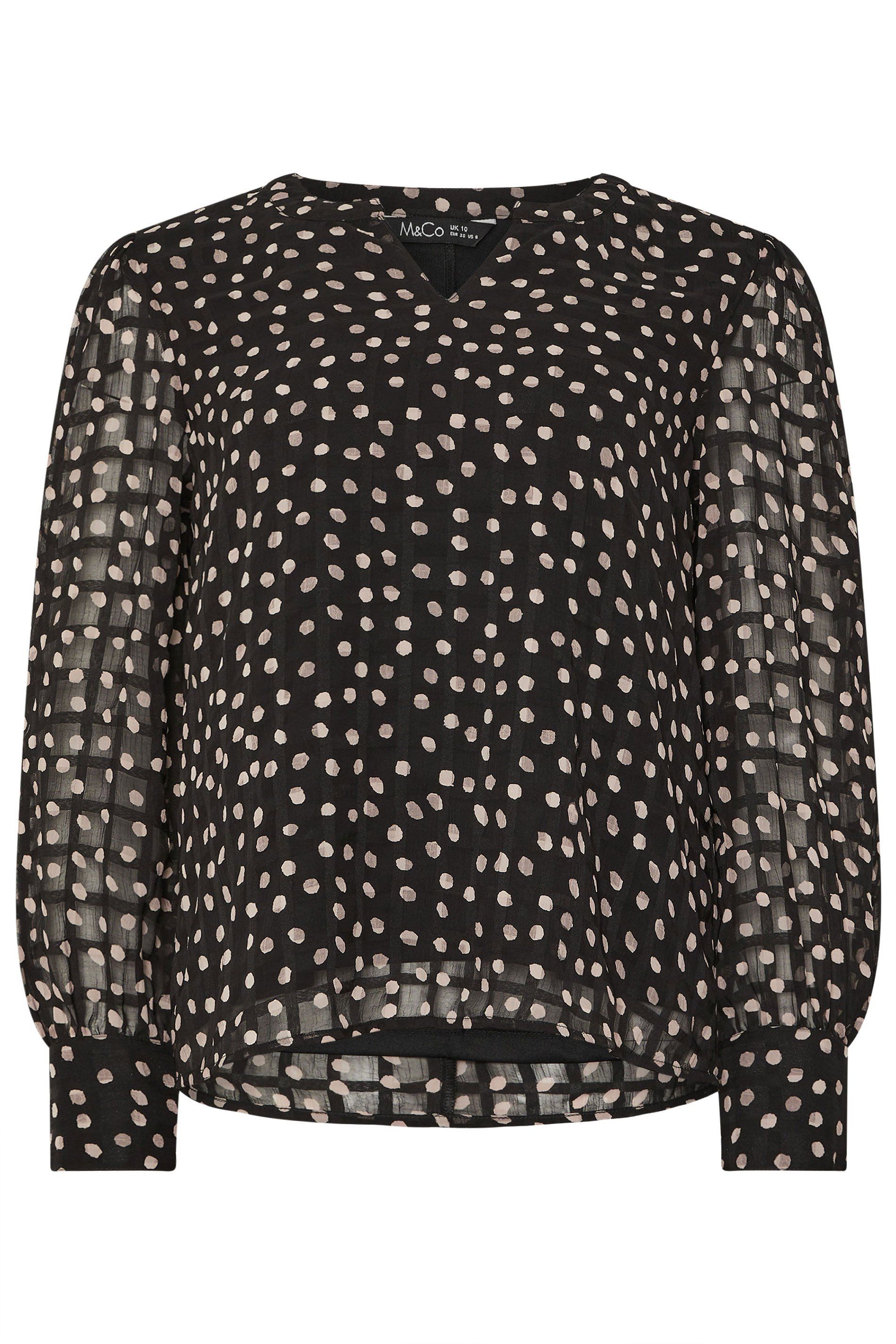 M&Co Polka Dot Print Blouse