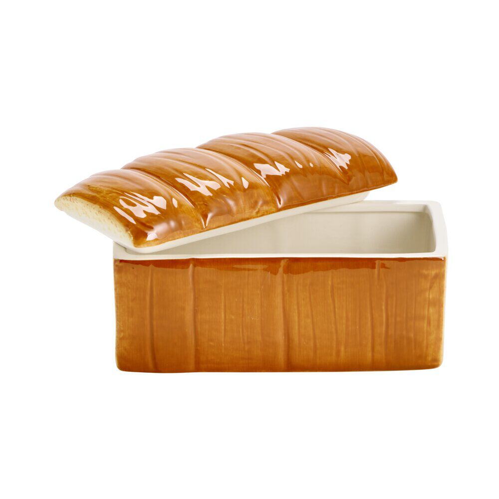 BoÎte céramique forme brioche marron 18,5x9,5xH9cm