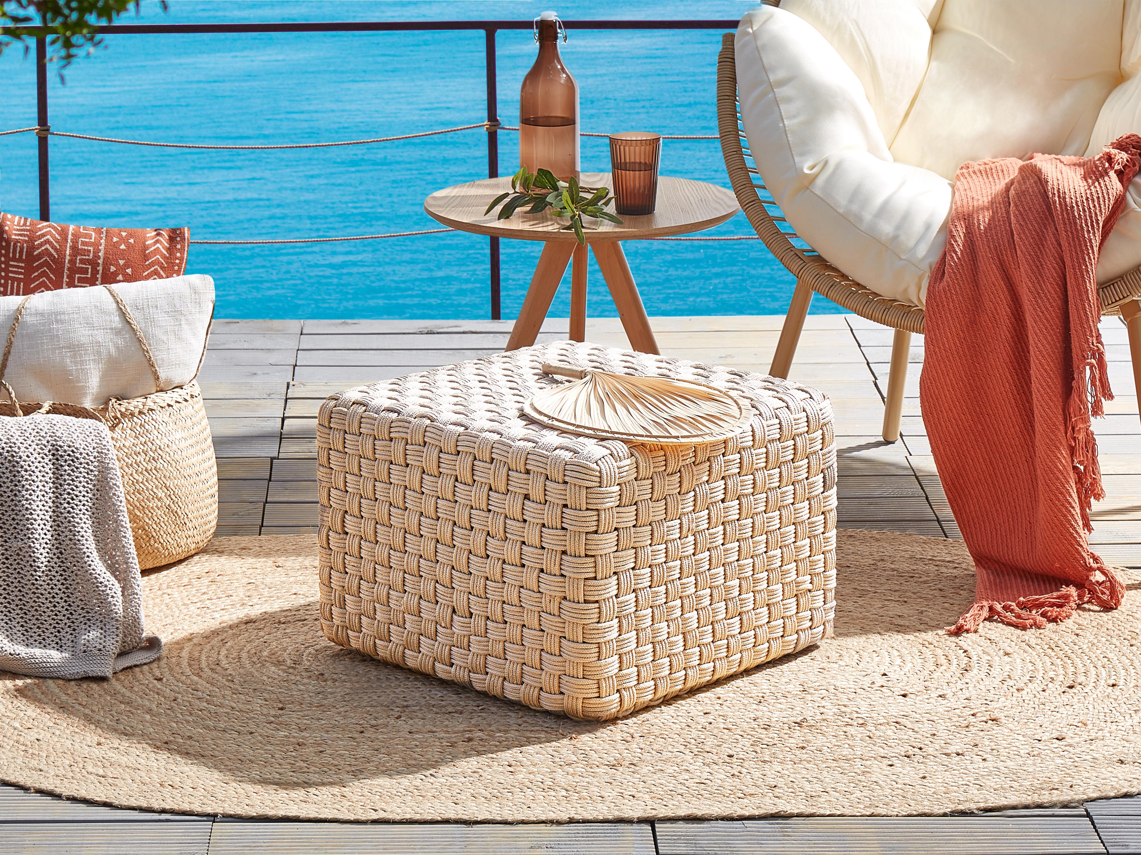 Pouffe NALLI Synthetic Material Light Beige