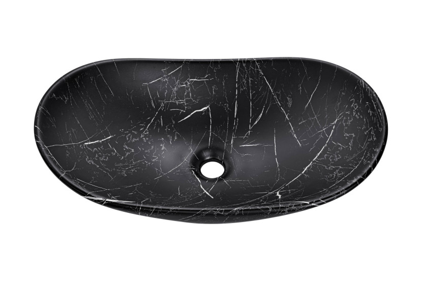 Umywalka nablatowa ceramiczna LENA-MB2 Matowy Czarny 61,5 cm