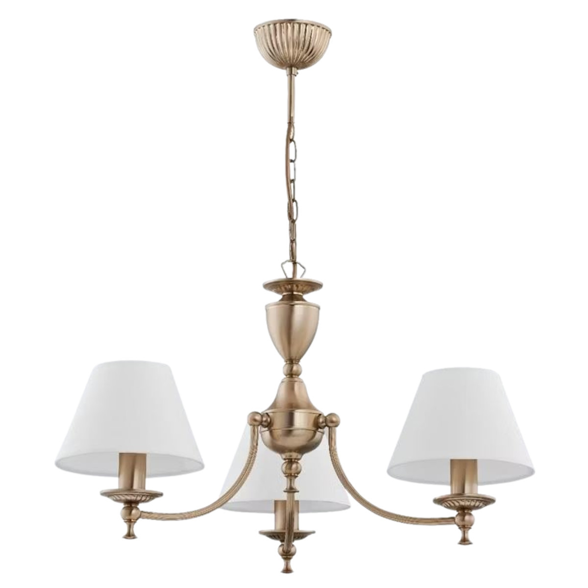 Lampa wisząca mosiężno-biała SOFIA 3xE14x10W wym: 64x40,8x40,8 cm Alfa