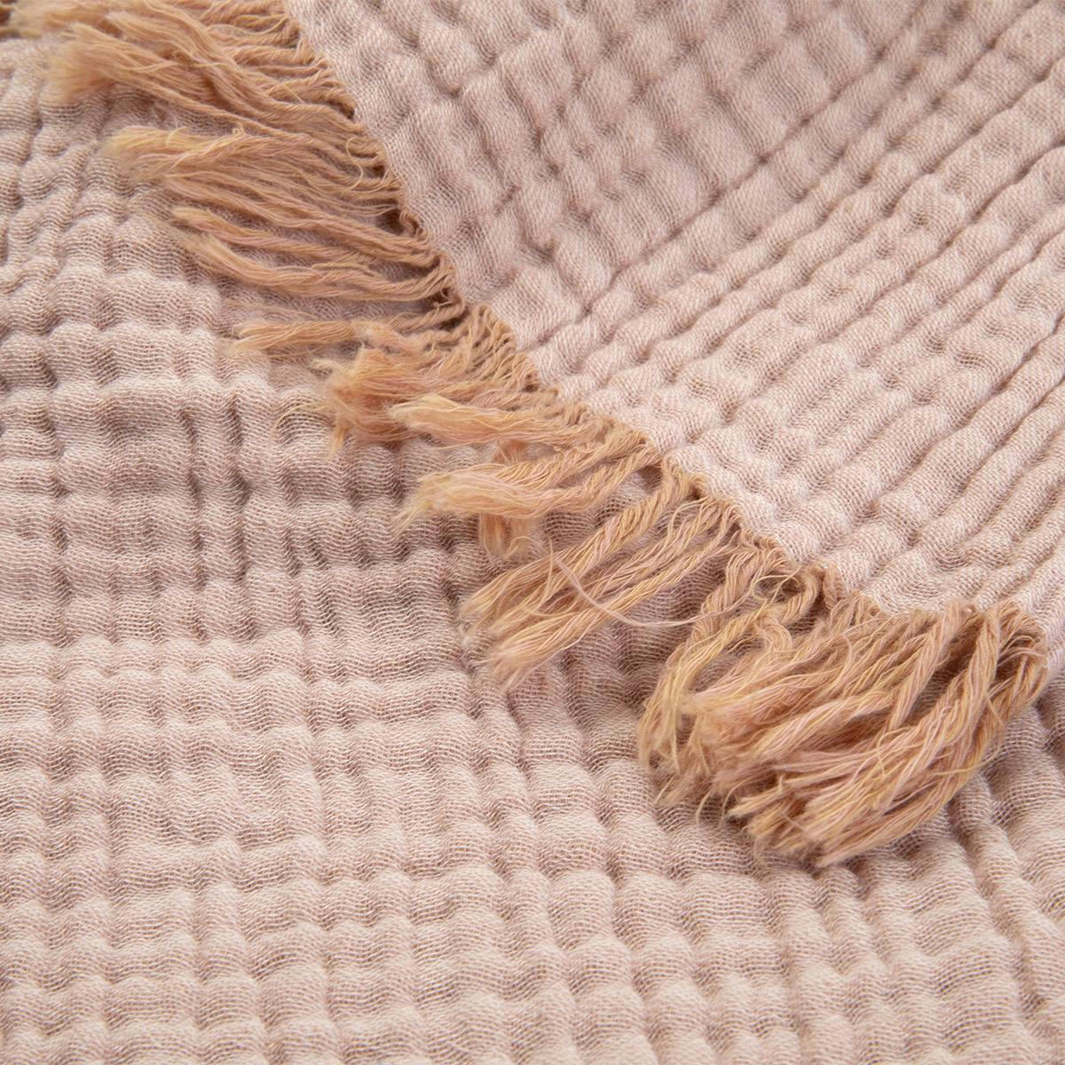 CYCLADES - Plaid en coton rose 140 x 200 cm