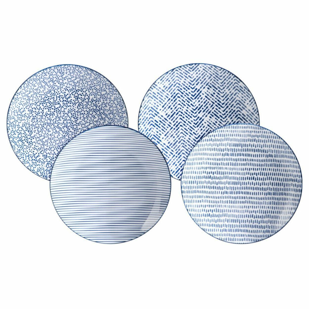 Zestaw 4 szt. talerzy porcelanowych Blue Mosaic