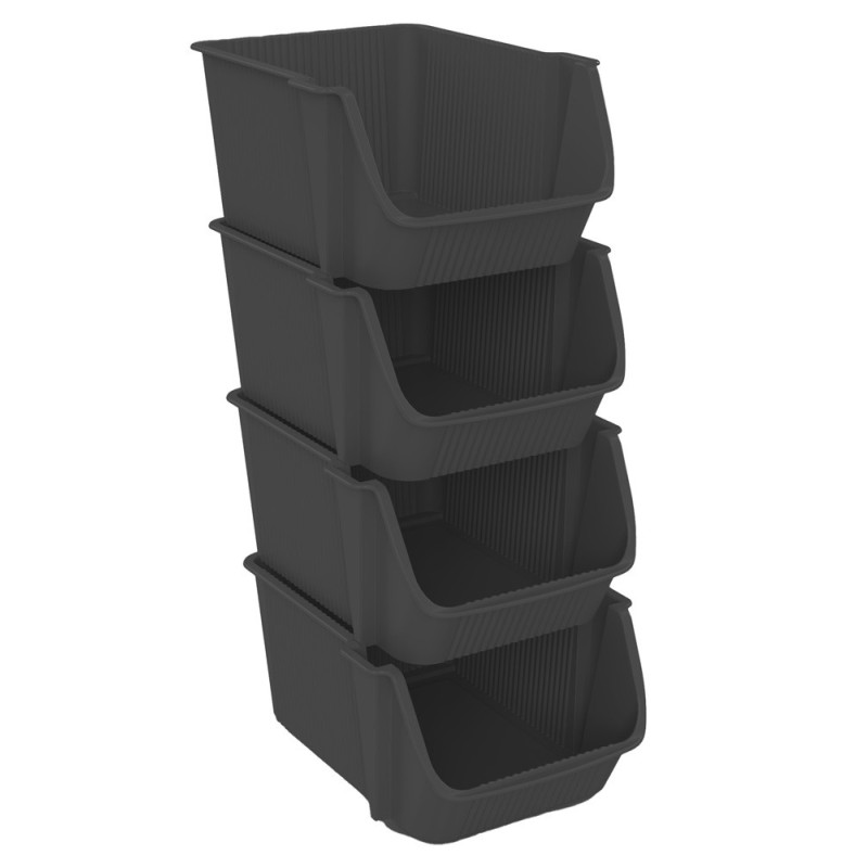 Box de rangement empilable Fly Tower 4 pièces anthracite SUNDIS