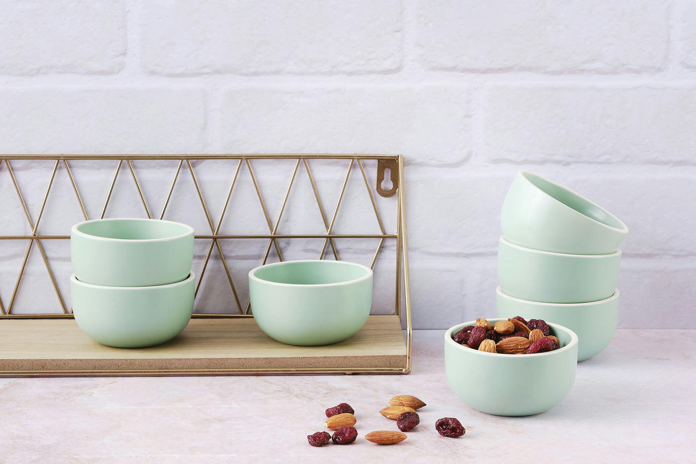 ORIGIN - Lot de 6 petits bols en grès vert D9