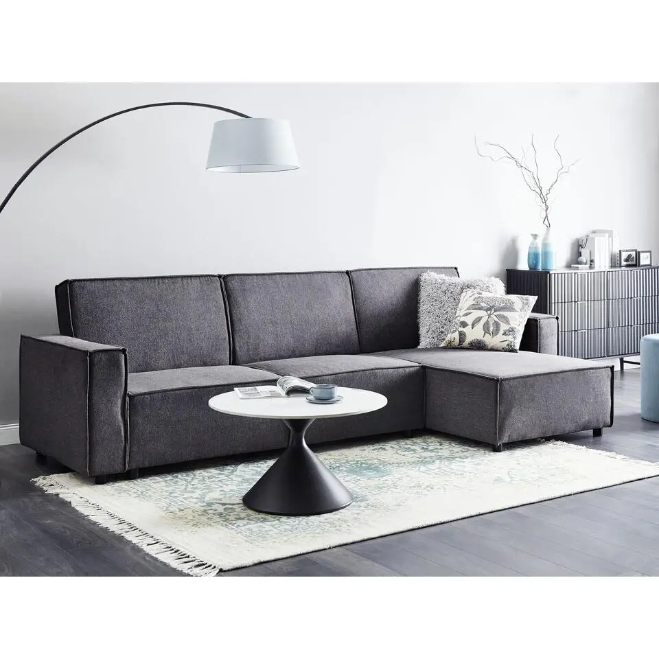 ROMEDAL - Hoekslaapbank - Grafietgrijs - Linkszijdig - Polyester