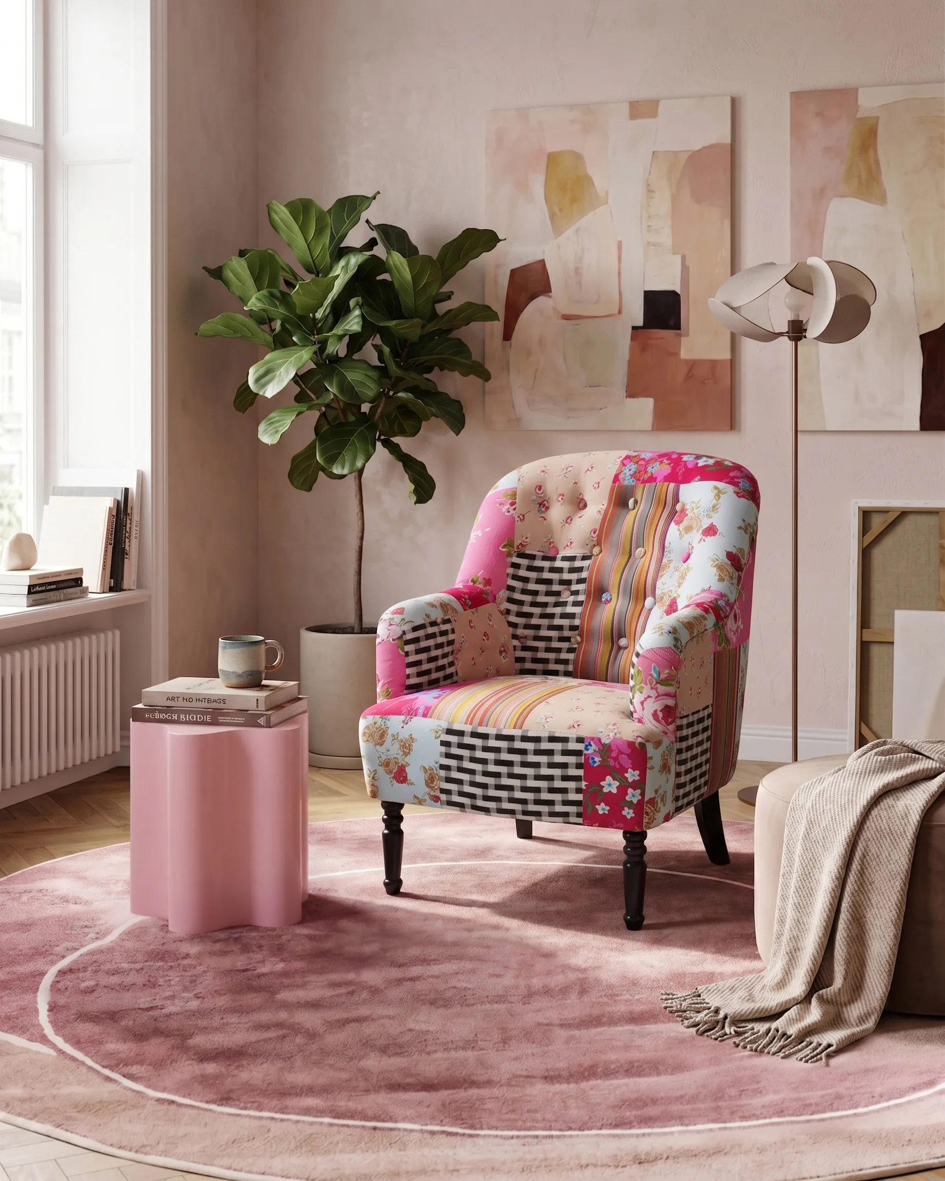 Armchair MANDAL Fabric Pink