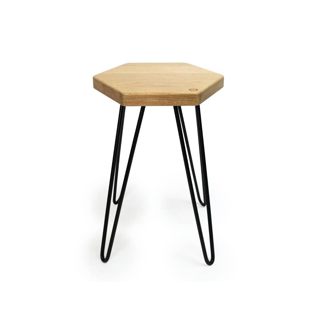 WOOD - Tabouret en chêne massif gravure Wood H48,5 cm