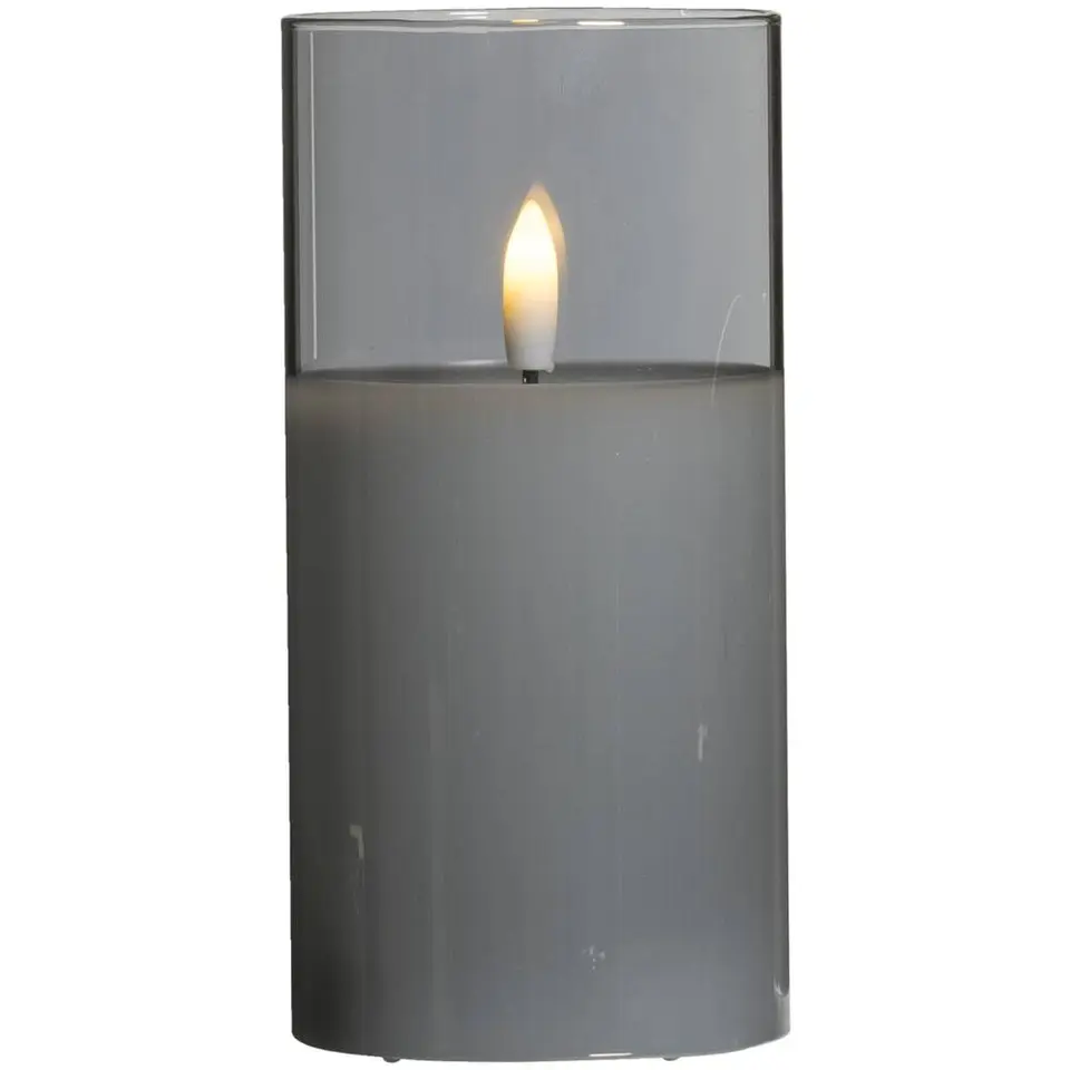 Led kaars in glas - grijs - 15x&Oslash;7,5 cm