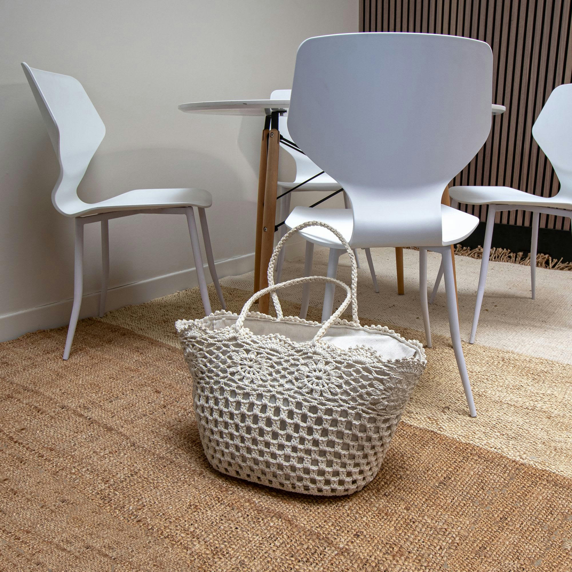 MIA - Panier en crochet écru