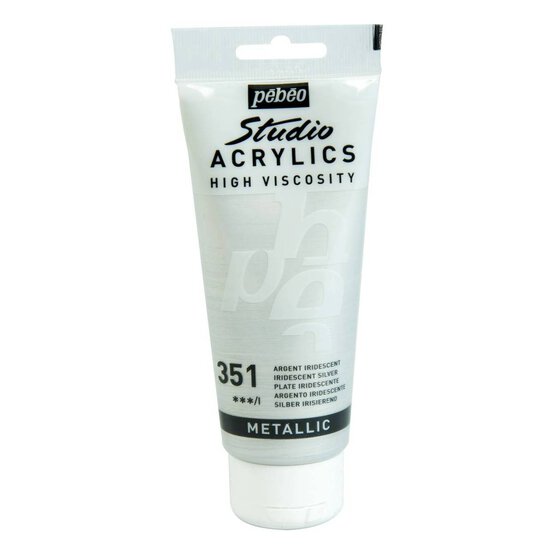 Pebeo Iridescent Silver Studio Acrylic Paint 100ml