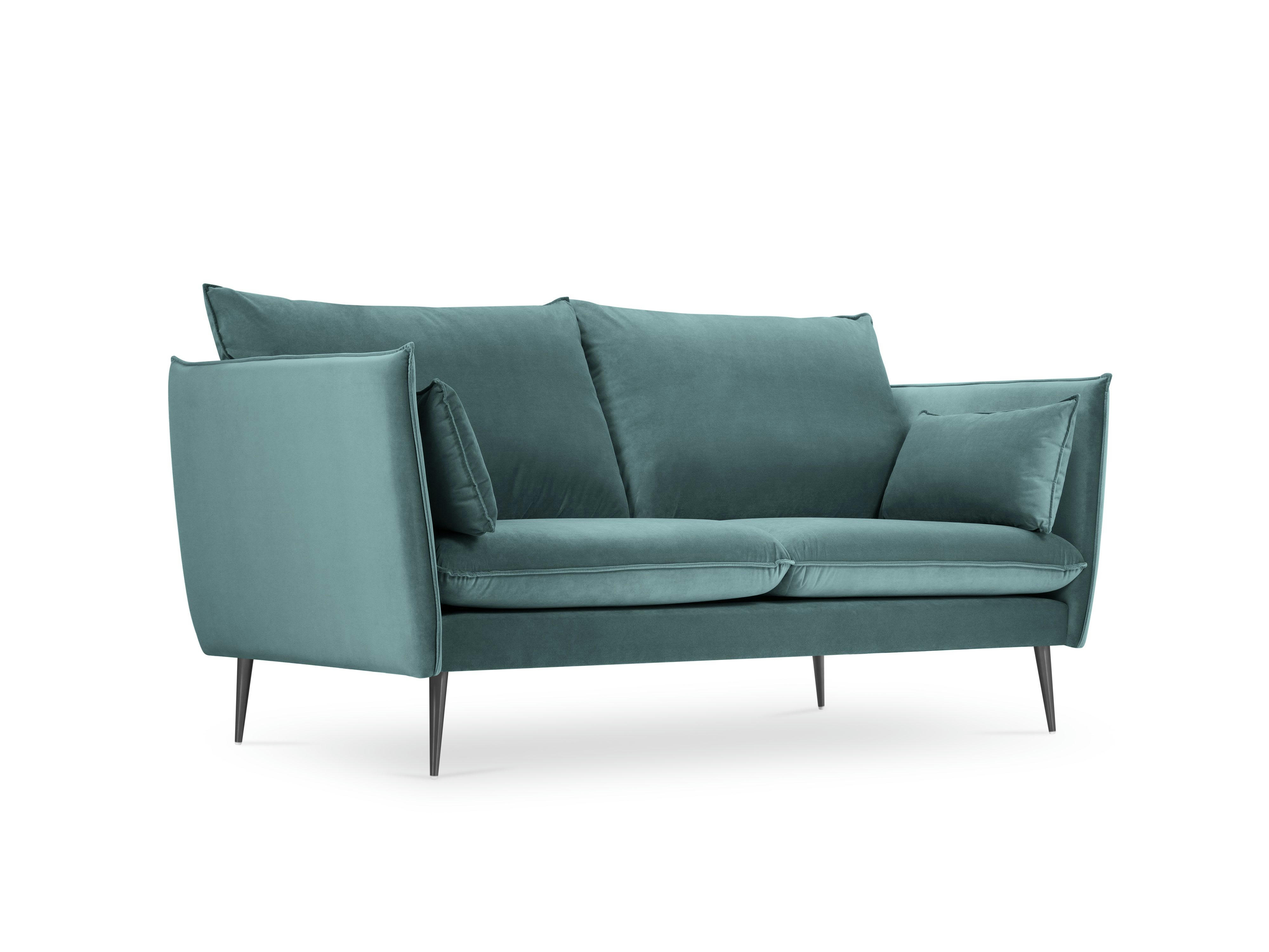 AGATE - Canapé 2 places en velours pétrole