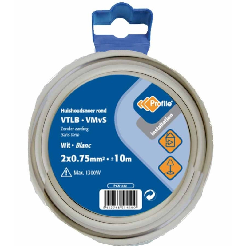 Câble VTLB 2 x 0.75 mm² blanc 10 m PROFILE