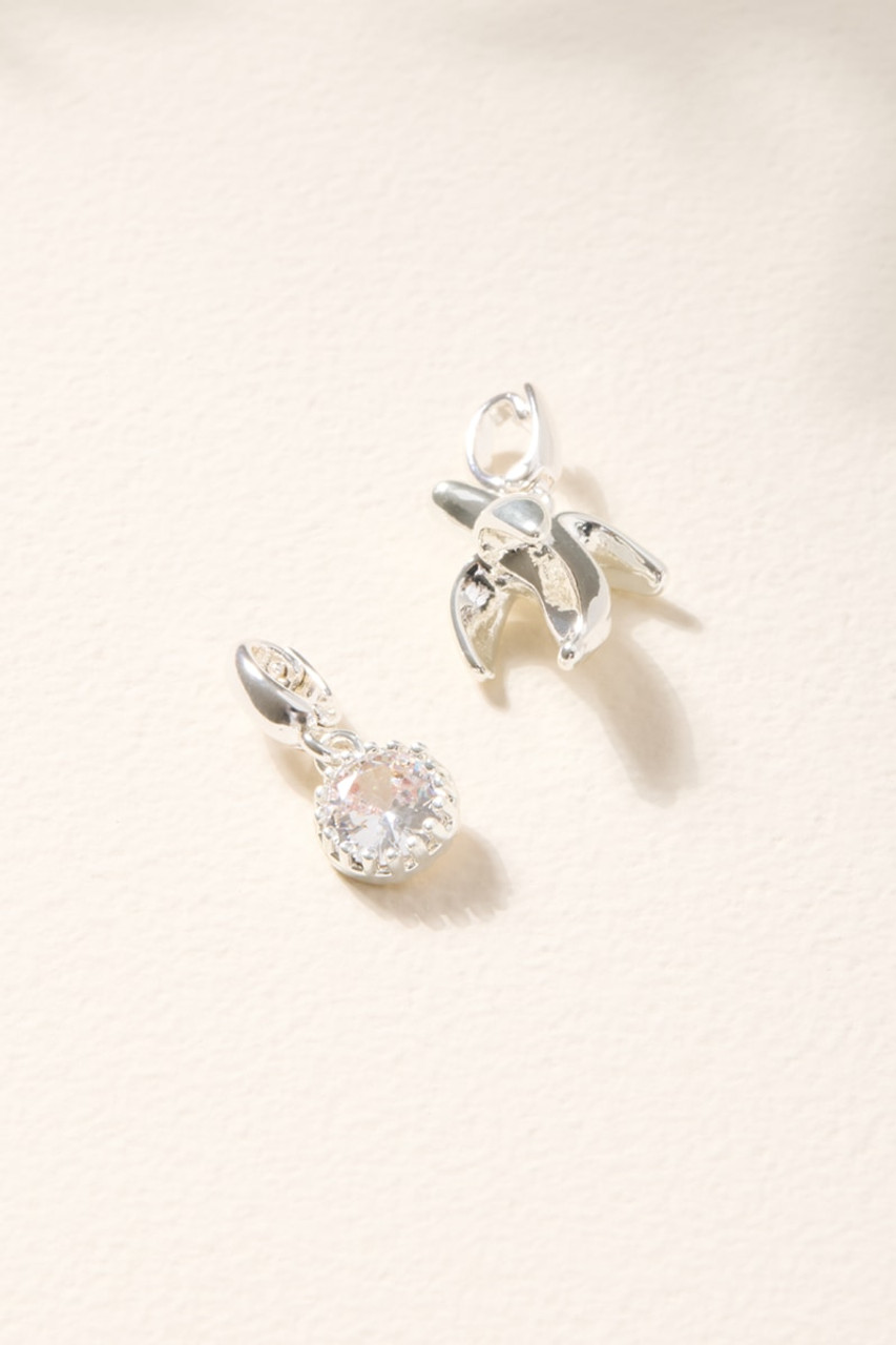 Banana and Crystal Charm Set Silver