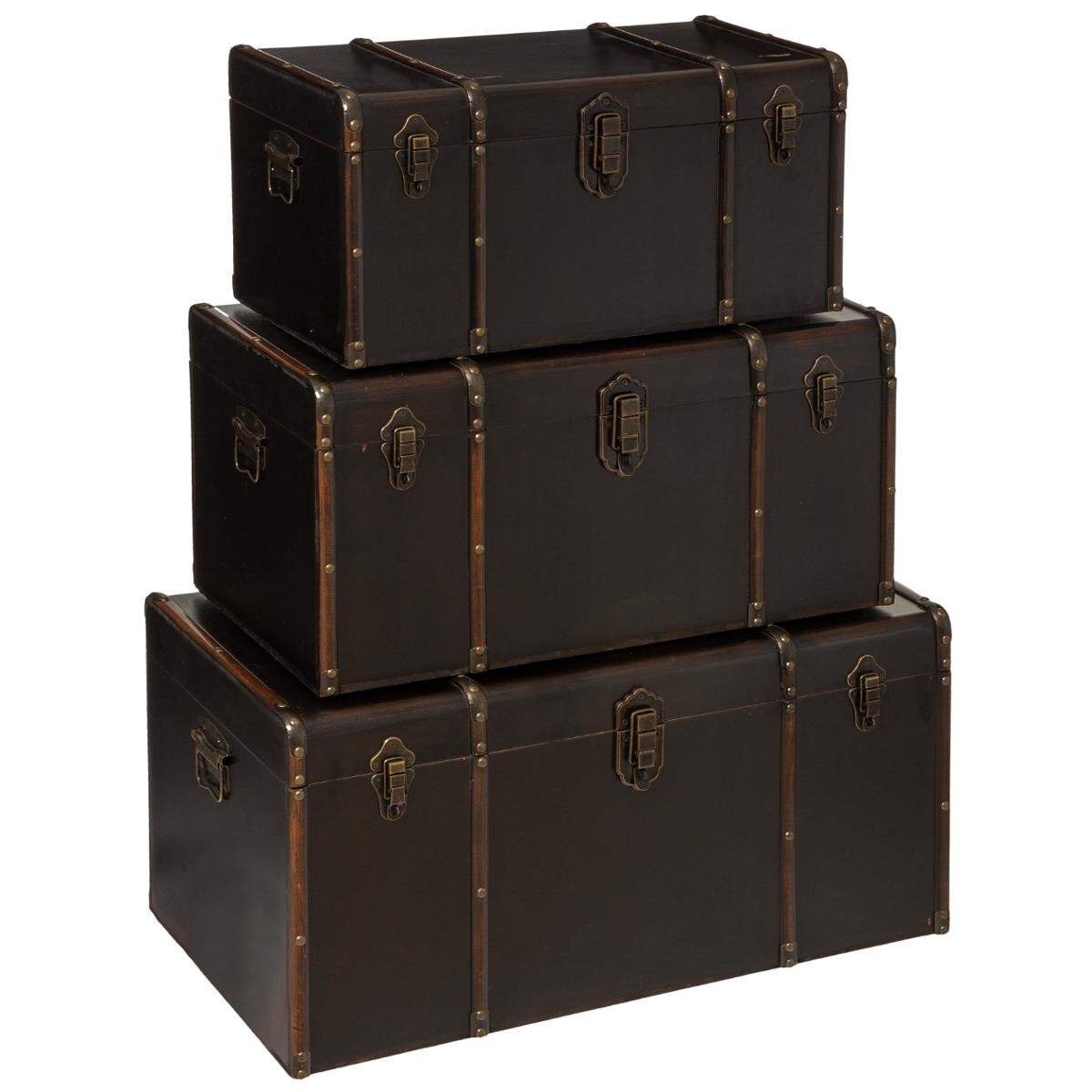 Set 3 trunks "British flower" Black, L.61/71/81 cm